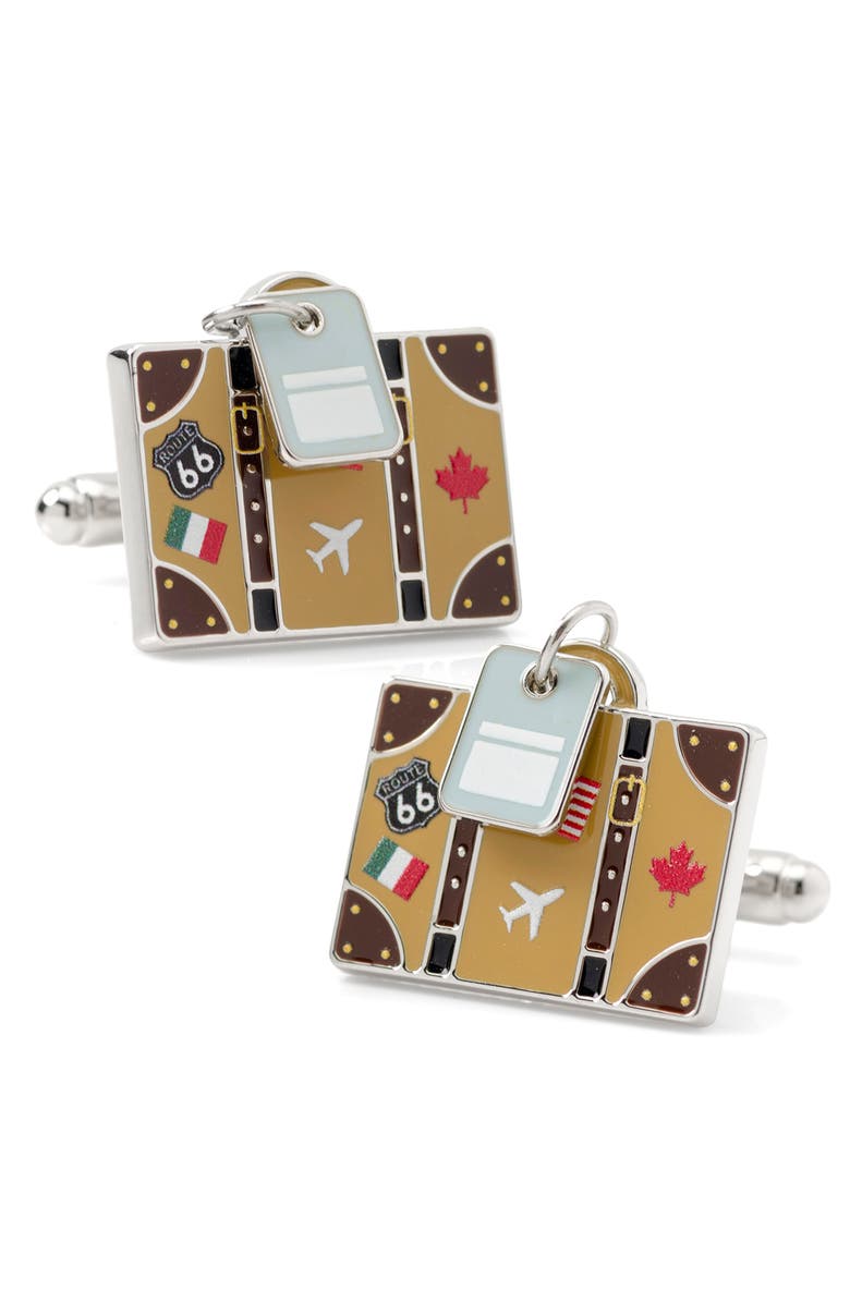 Cufflinks, Inc. Traveler Suitcase Cuff Links, Main, color, Tan