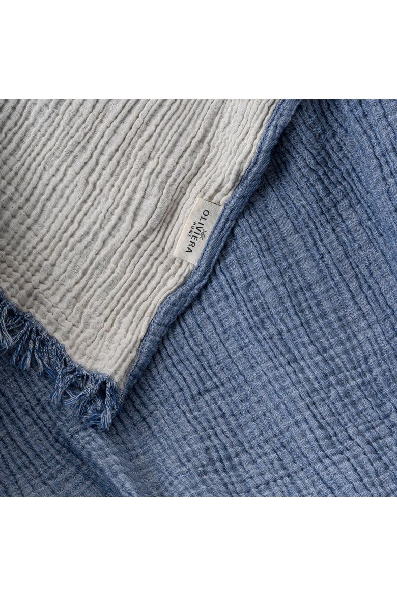 Soho Supersoft 4-Layer Cotton Gauze Throw, Alternate, color, Denim Blue