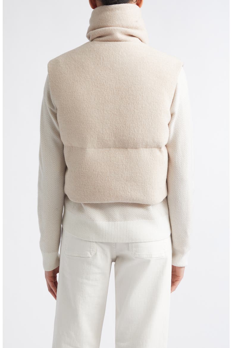 High Neck Wool Mouliné Padded Down Vest, Alternate, color, SAND