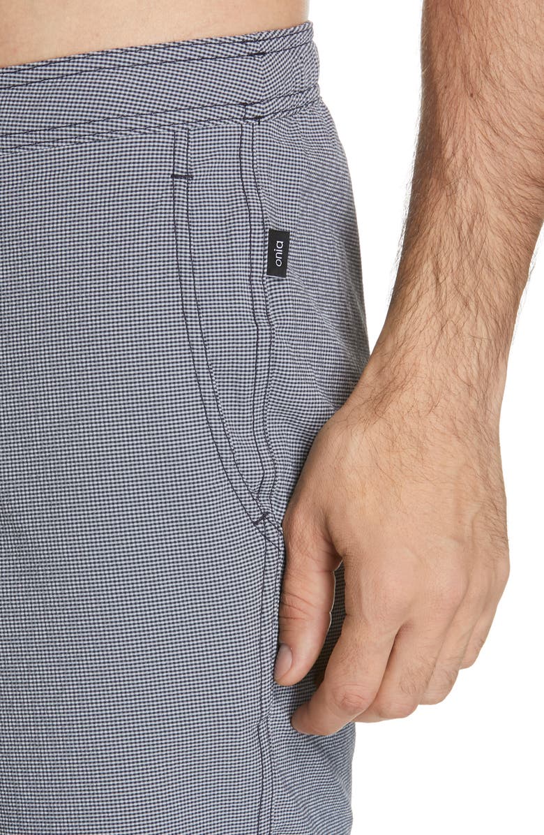 Onia Calder Gingham Swim Trunks, Alternate, color, 