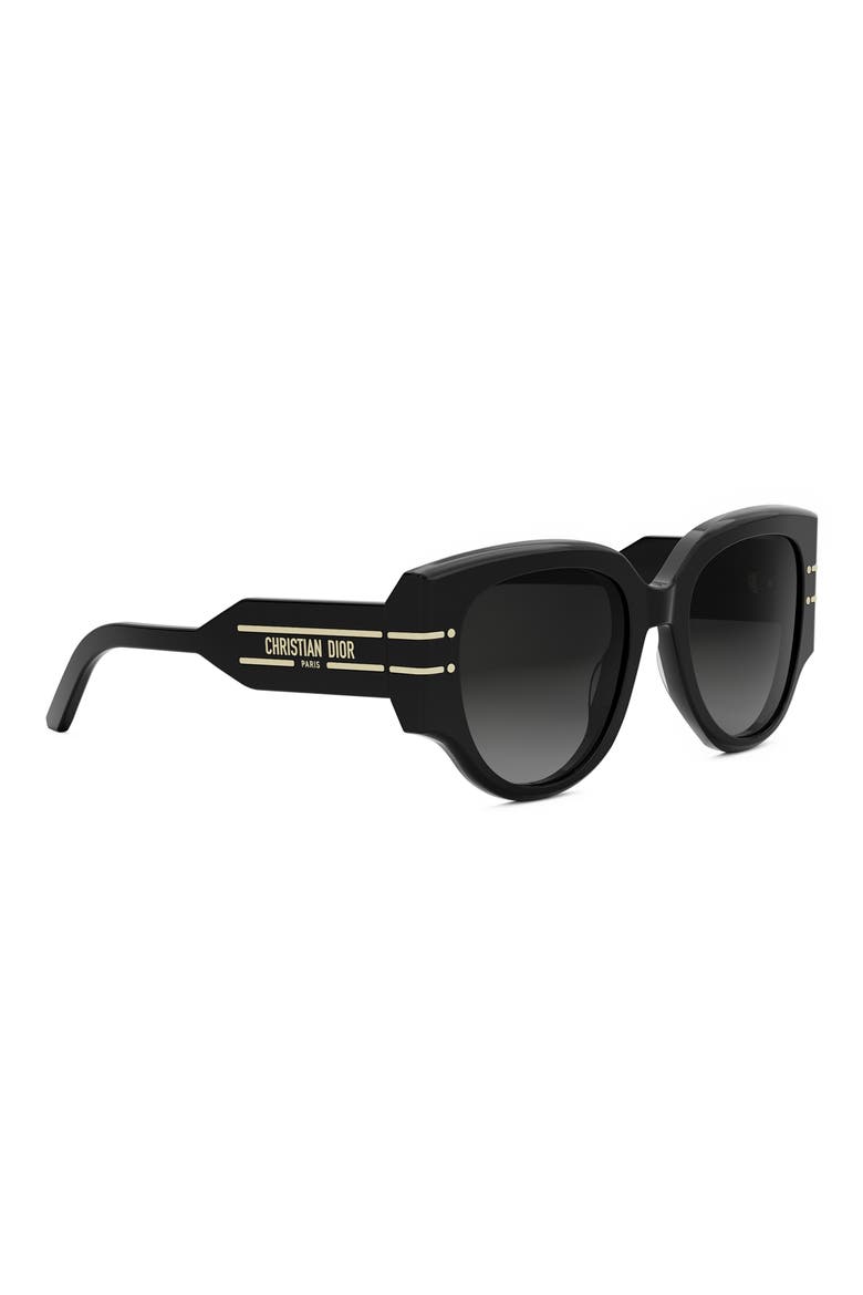 'DiorSignature R2I 53mm Butterfly Sunglasses, Alternate, color, SHINY BLACK / GRADIENT SMOKE