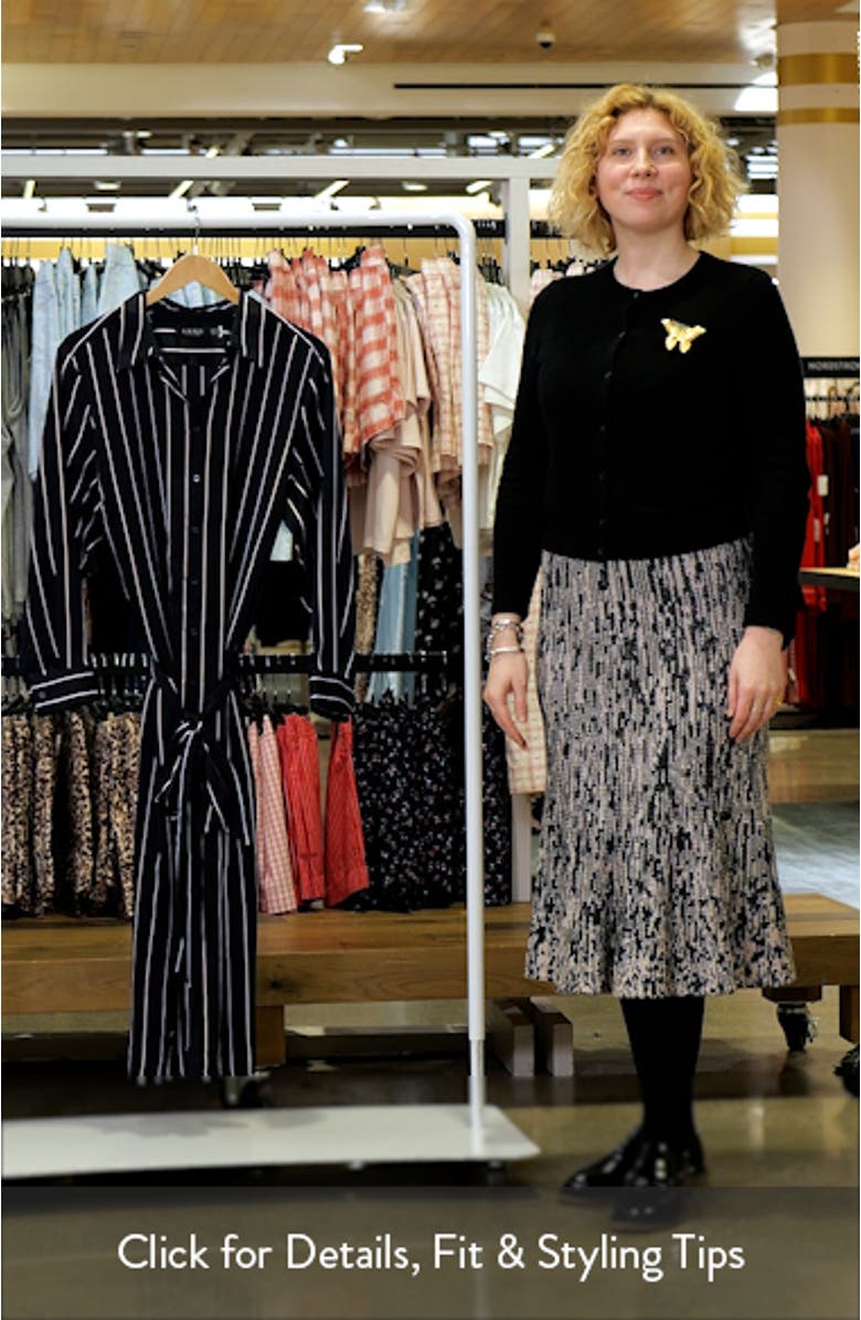 Stripe Long Sleeve Satin Charmeuse Shirtdress, sales video thumbnail