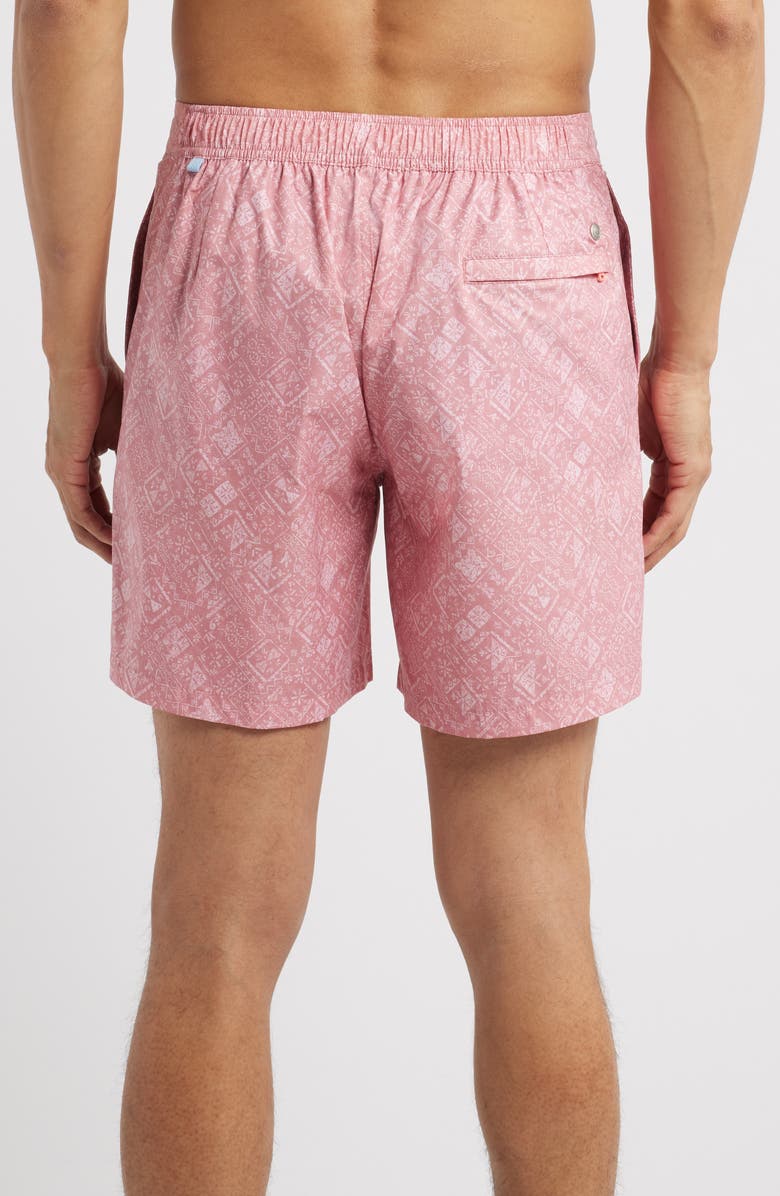 Peter Millar Crown Crafted Mosaic Swim Trunks, Alternate, color, Pink Crepe