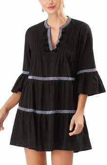 Tommy Bahama Embroidered Tiered Cotton Dress