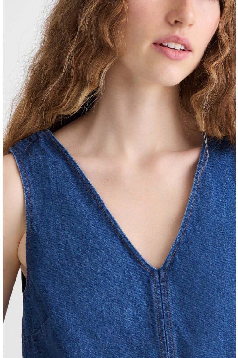 Denim V-Neck Shell, Alternate, color, MARINA BLUE