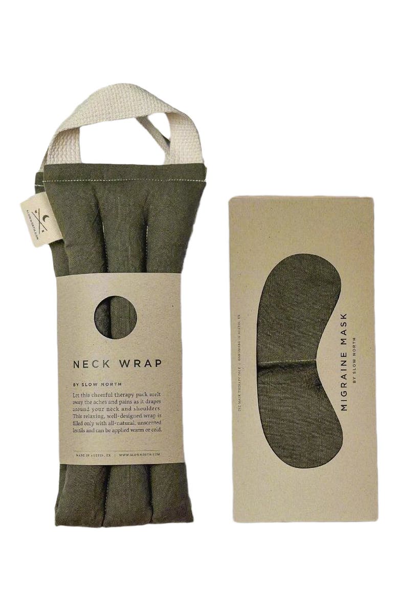 SLOW NORTH Eye Mask + Neck Wrap Bundle - Olive, Main, color, NO COLOR