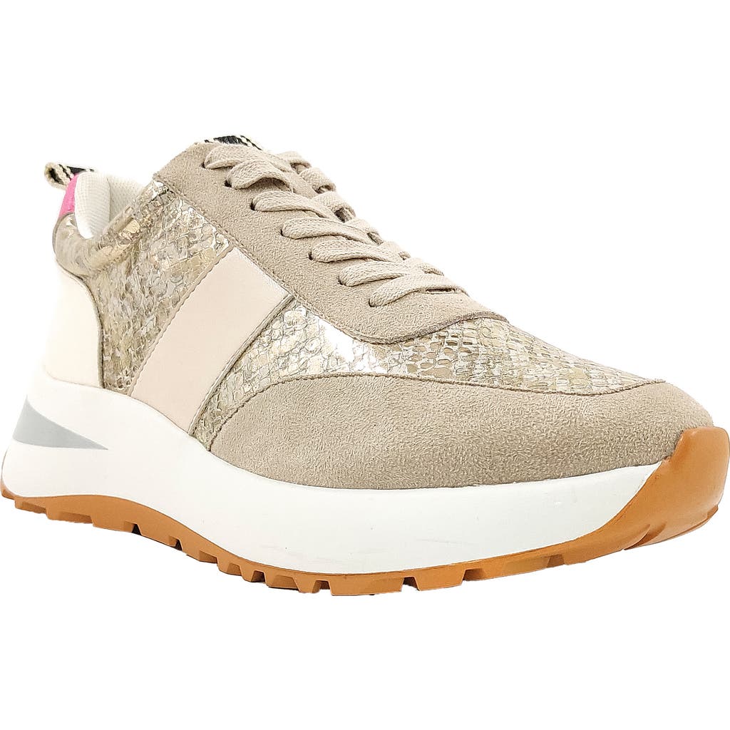 Shushop Serafina Sneaker In Gold Snake