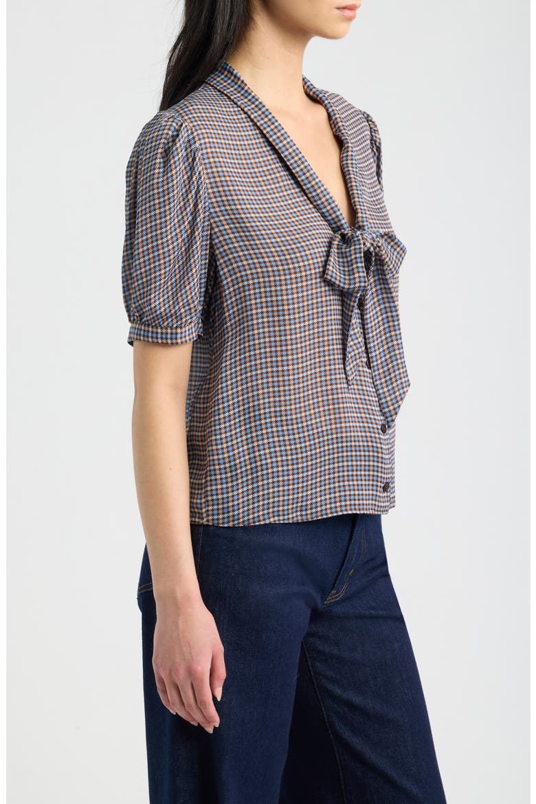 The Sonnet Silk Blouse, Alternate, color, CHESTNUT MULTI PLAID