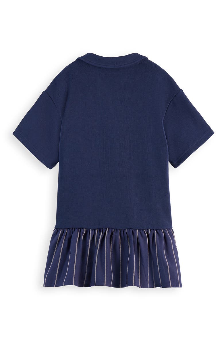 Scotch & Soda Kids' Mixed Media Polo Sweatshirt Dress, Alternate, color, Navy