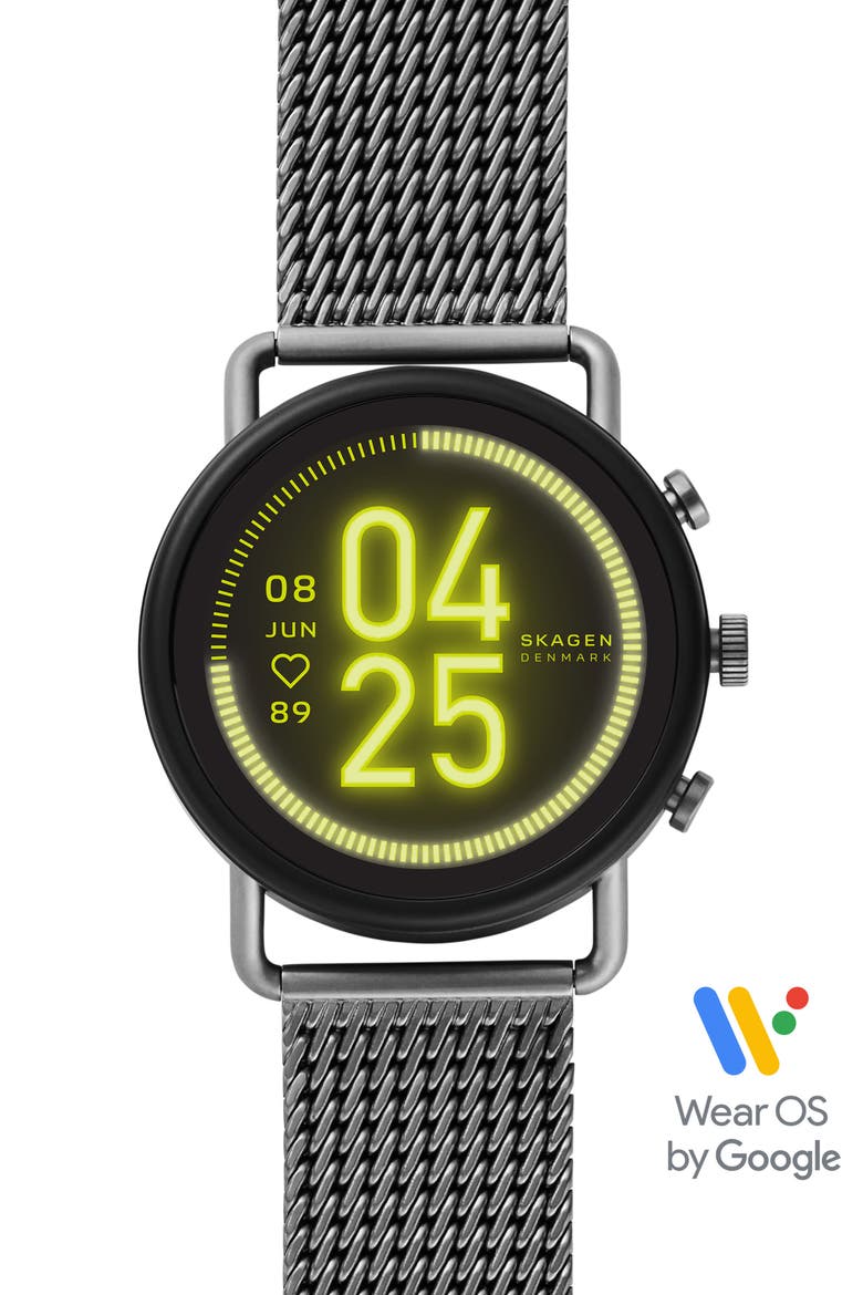 Falster 3 Mesh Strap Smart Watch, 42mm, Alternate, color, GUNMETAL/ BLACK/ GUNMETAL