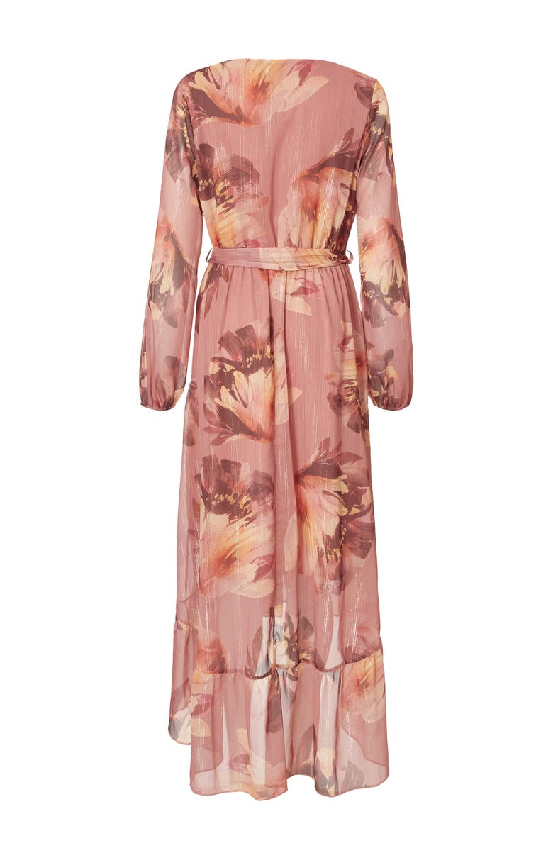 QUIZ Balloon Sleeve Chiffon Tiered Maxi Dress, Alternate, color, Mauve