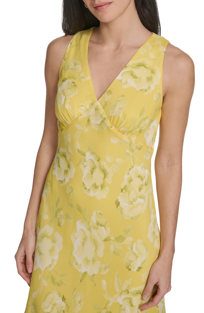 Calvin Klein Floral Sleeveless Chiffon Maxi Dress, Alternate, color, Quince Multi