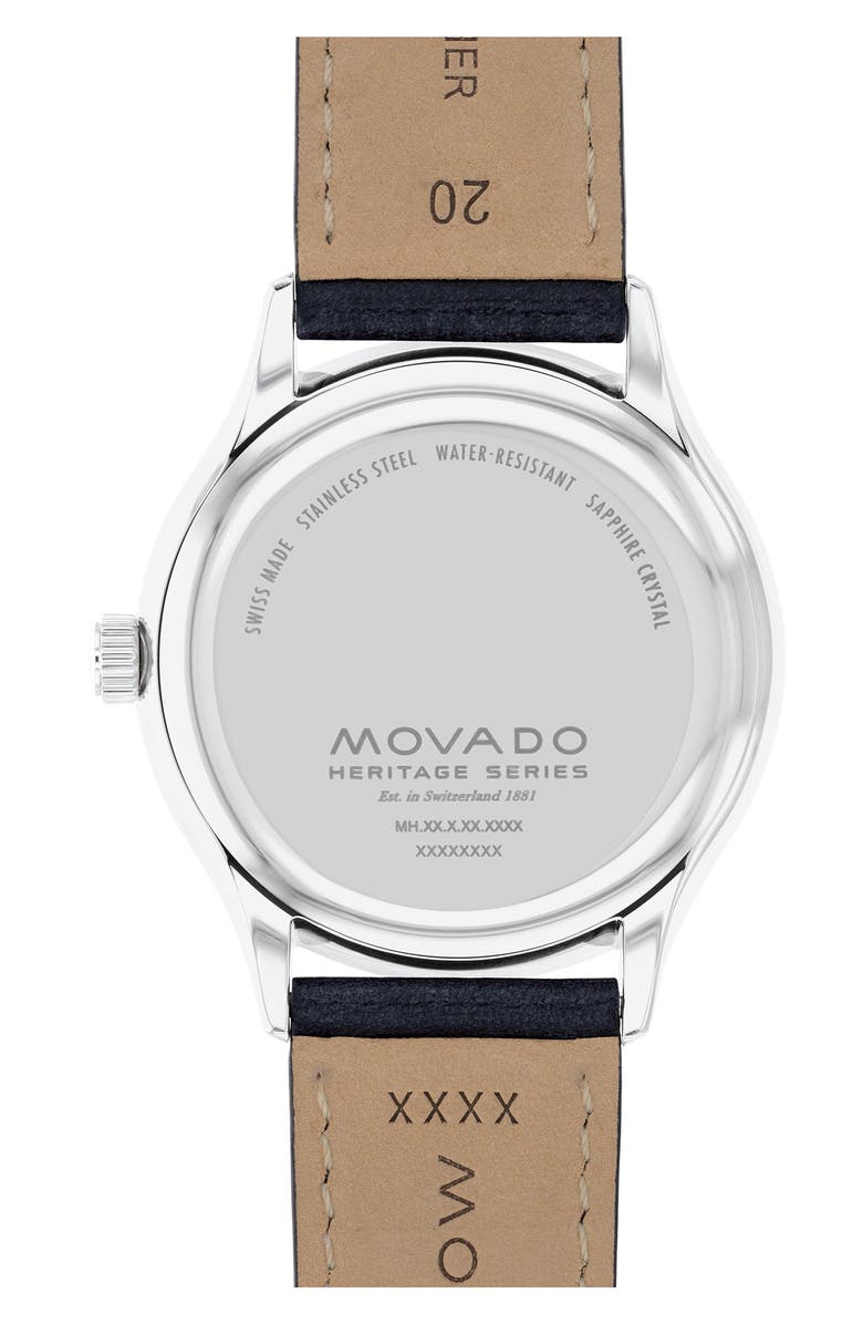Movado Heritage Calendoplan Leather Strap Watch, 40mm, Alternate, color, 
