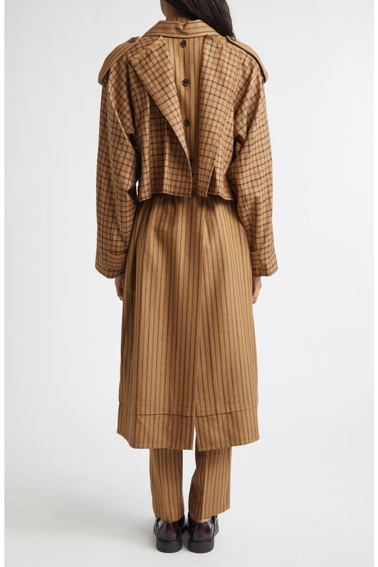 Layered Belted Wool Blend Coat, Alternate, color, BEIGE VIRGIN WOOL BLEND
