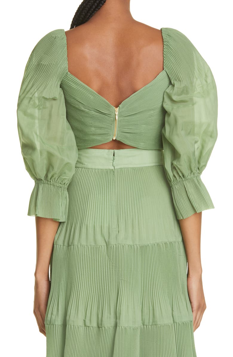 Zimmermann Pleated Bodice Balloon Sleeve Crop Top, Alternate, color, 
