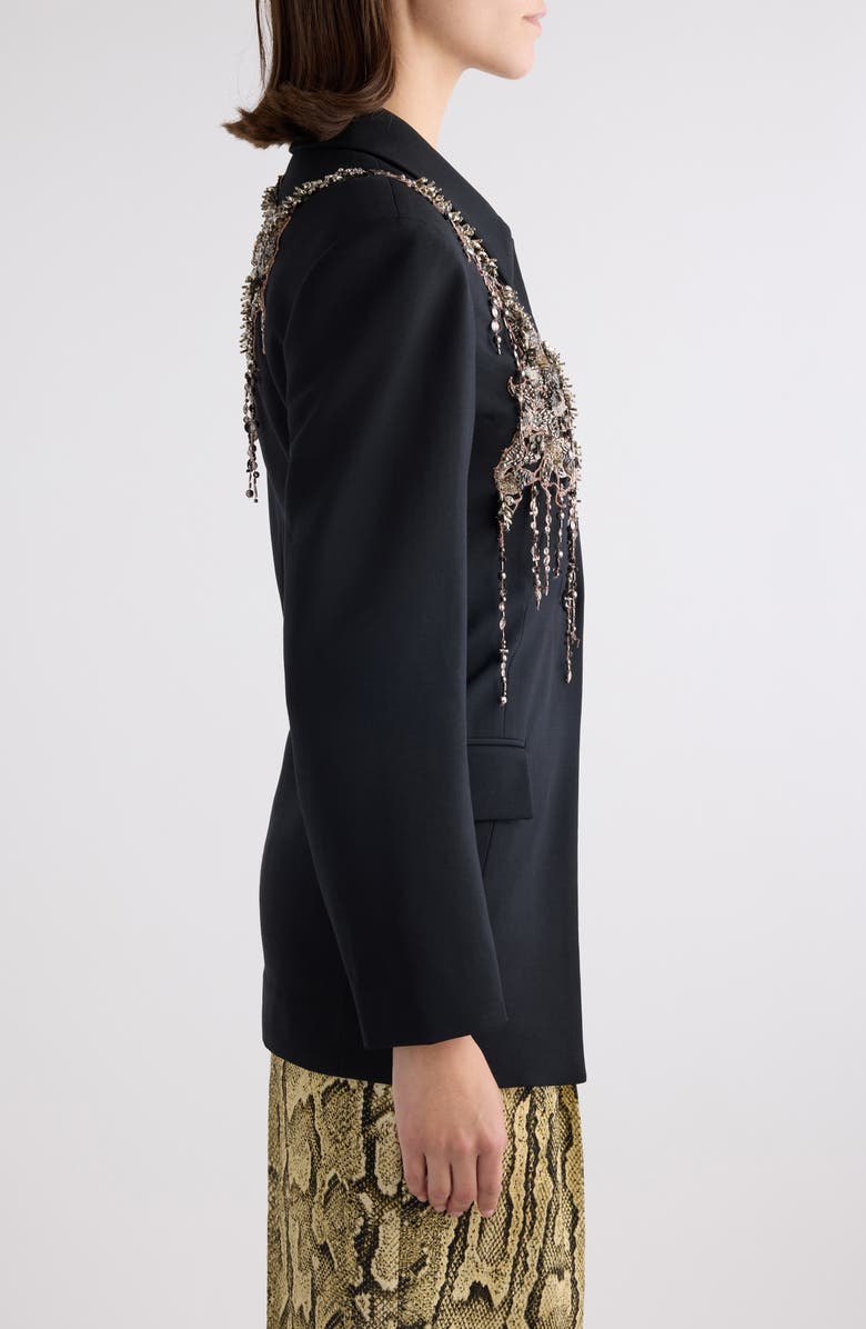 Dries Van Noten Embellished Wool & Mohair Cutaway Jacket, Alternate, color, Black