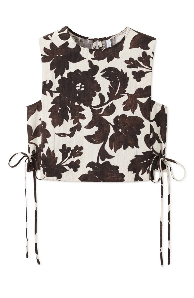 MANGO Floral Side Ruched Crop Top, Alternate, color, 