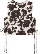 MANGO Floral Side Ruched Crop Top