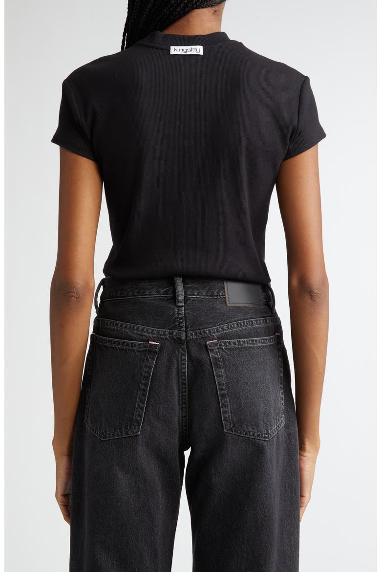 Sam Stretch Cotton Rib T-Shirt, Alternate, color, BLACK