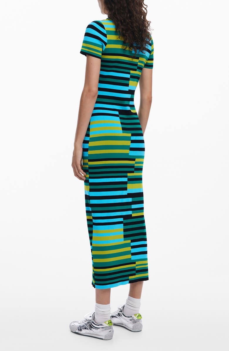 Desigual Disconnected Stripe Knit Dress, Alternate, color, Green/ Blue Multi