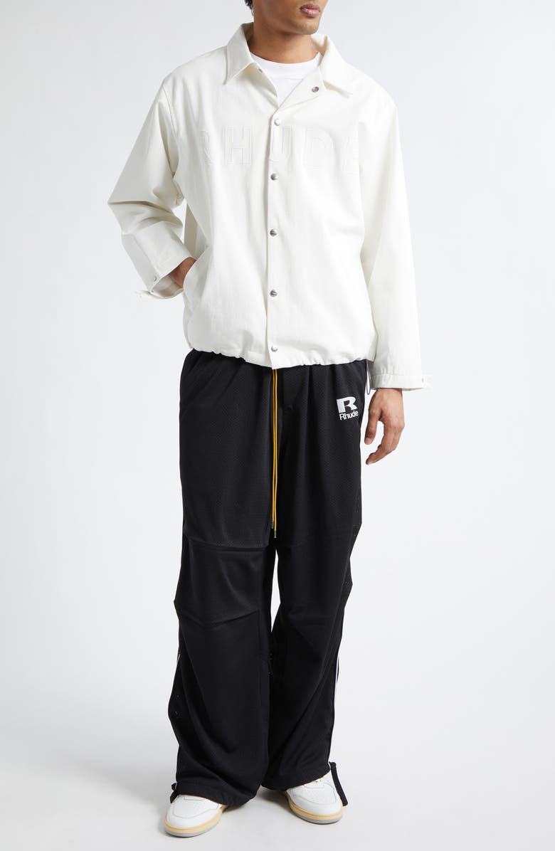 Rhude Piped Parachute Track Pants, Alternate, color, Black / White