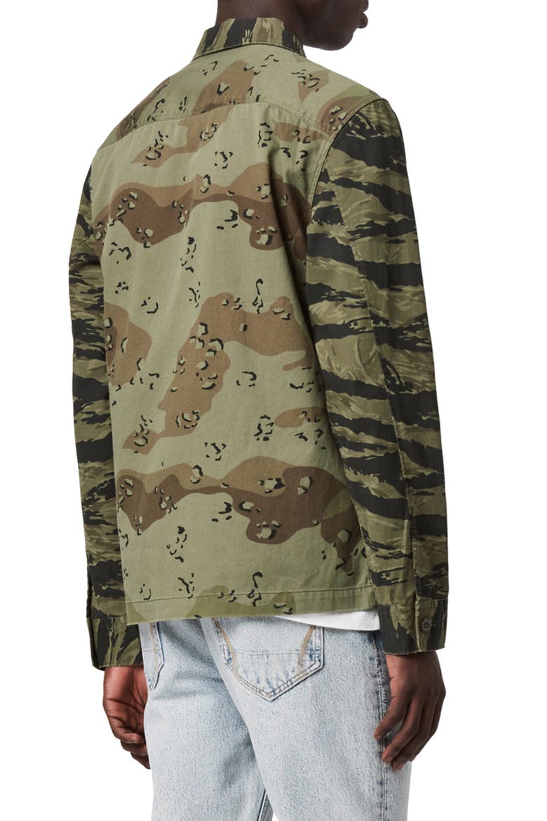 Krueger Slim Fit Camo Print Button-Up Shirt, Alternate, color, KHAKI GREEN