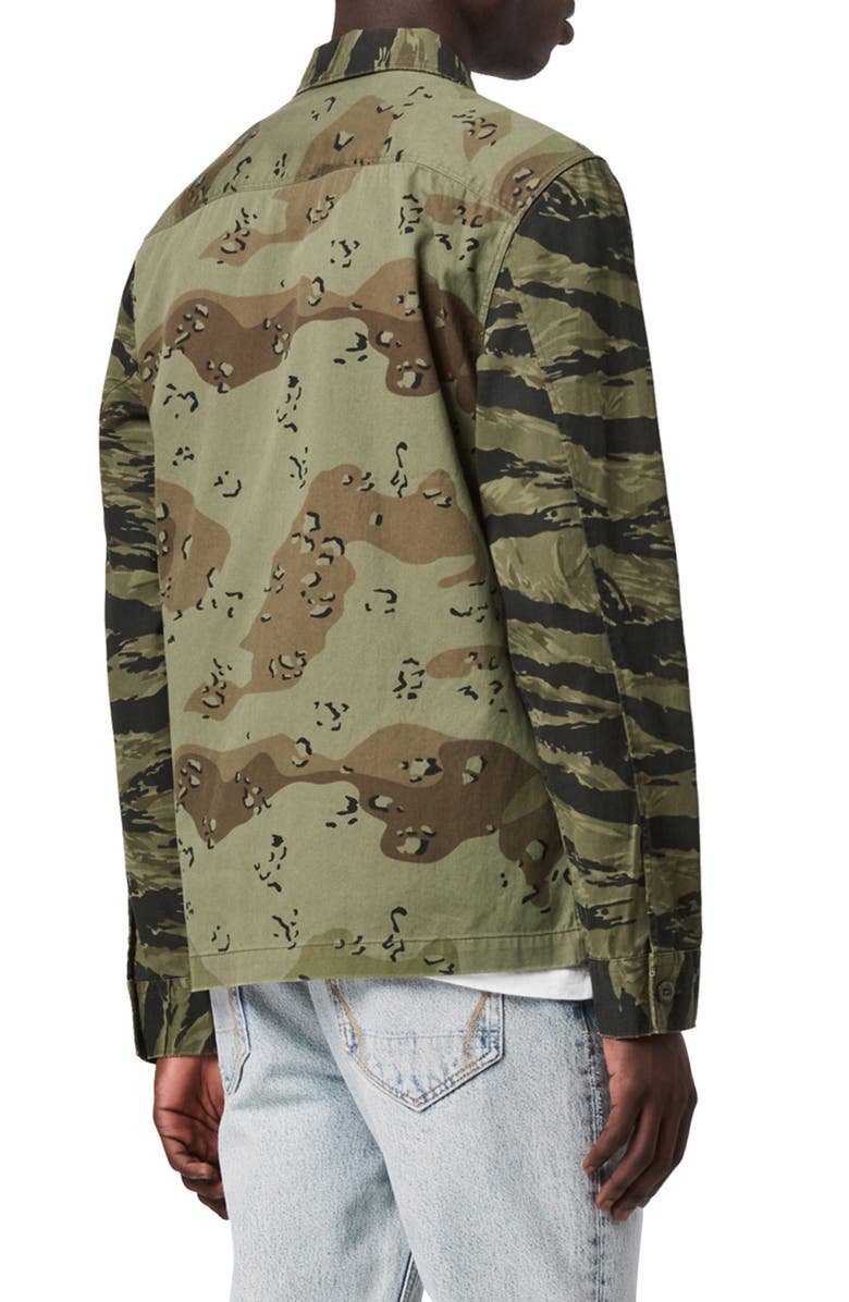 AllSaints Krueger Slim Fit Camo Print Button-Up Shirt, Alternate, color, 