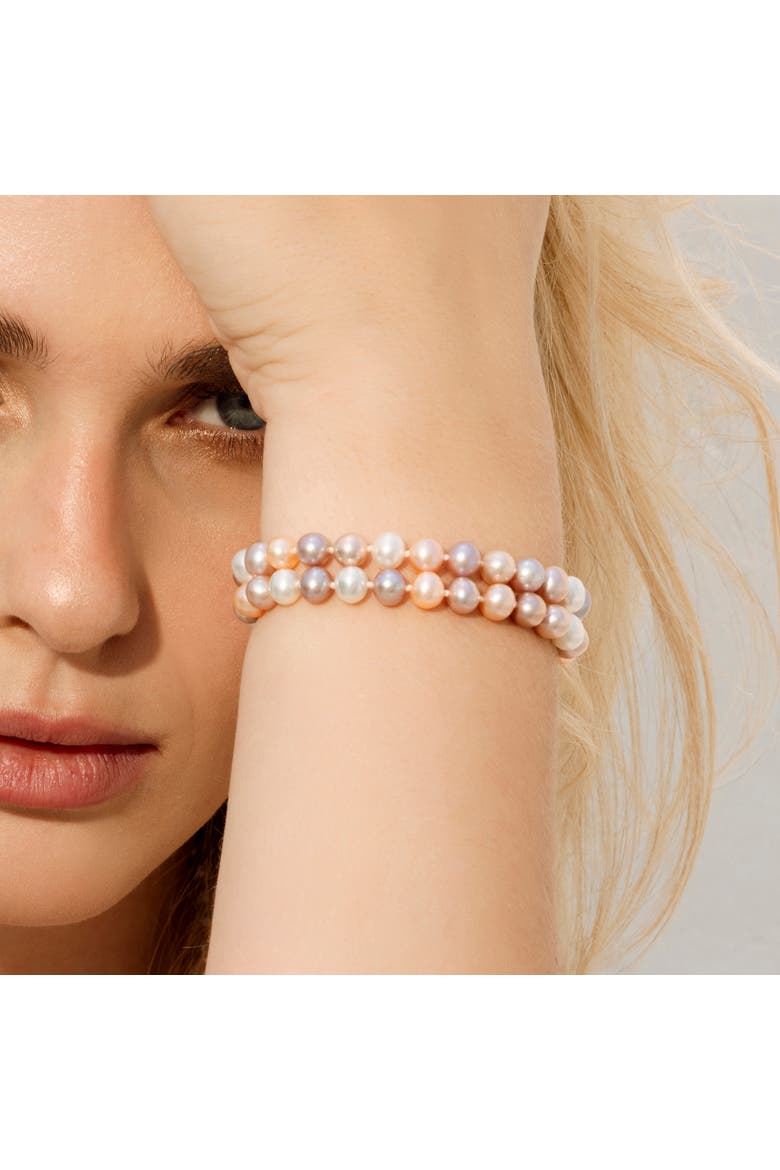 6.5-7mm Multicolor Freshwater Double Pearl Bracelet - AAA Quality, Alternate, color, Multicolor Pearls