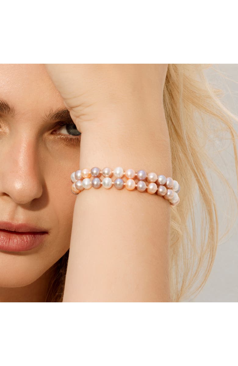 The Pearl Source Freshwater Double Pearl Bracelet 6.5-7mm, Alternate, color, Multi Pearl