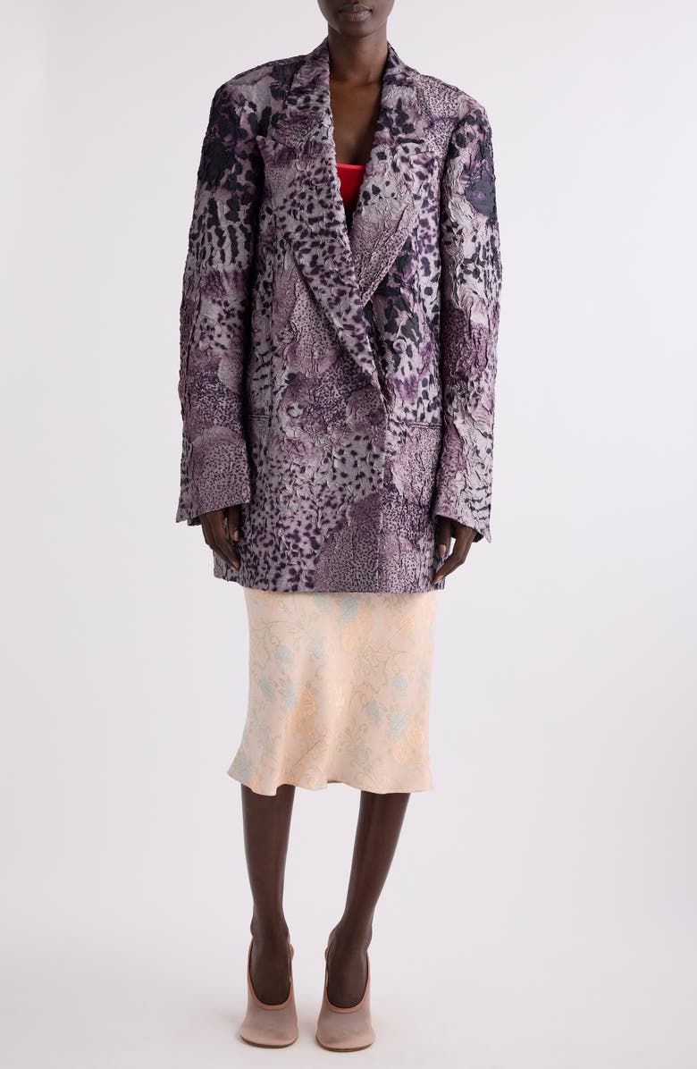 Dries Van Noten Blink Orchid Spots Print Oversize Textured Satin Blazer, Alternate, color, 
