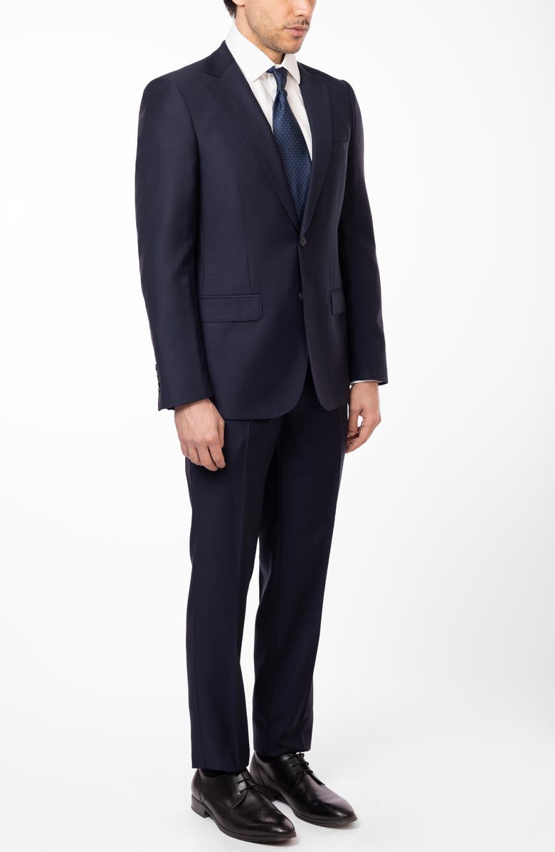 ZANETTI Matteo Slim Fit Navy Check Wool Suit, Alternate, color, Navy