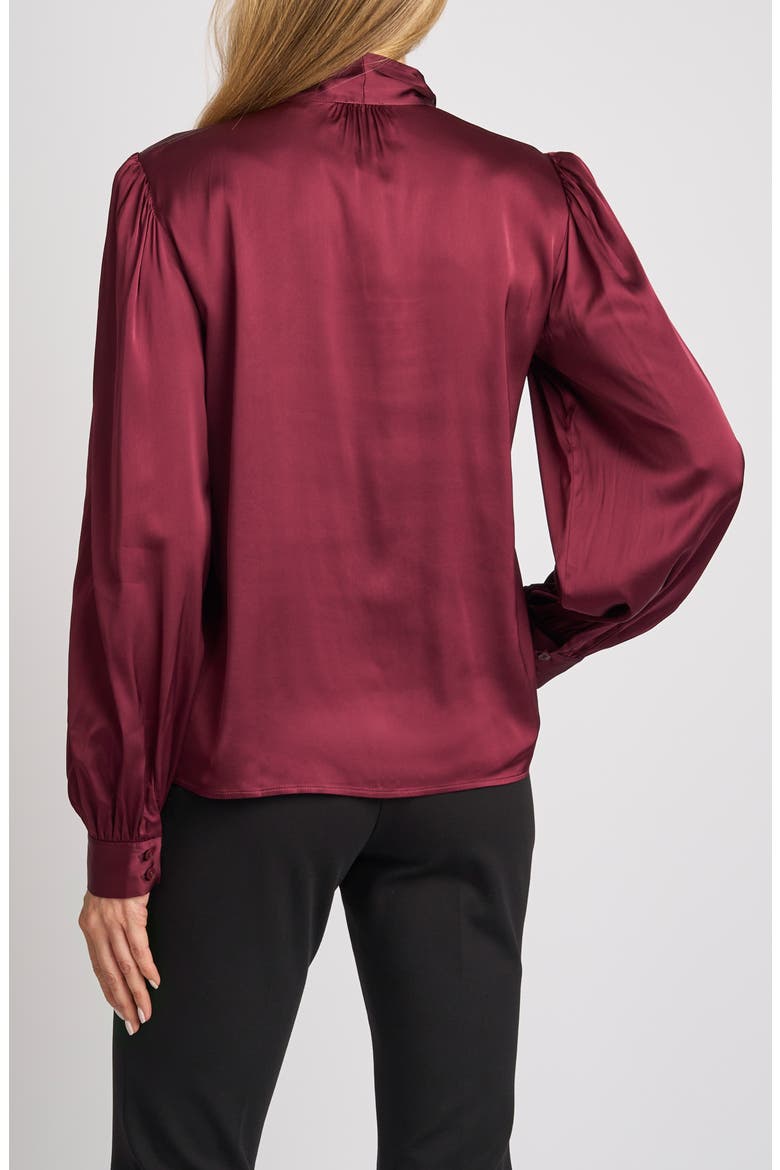 Denise Tie Neck Satin Top, Alternate, color, TAWNY PORT