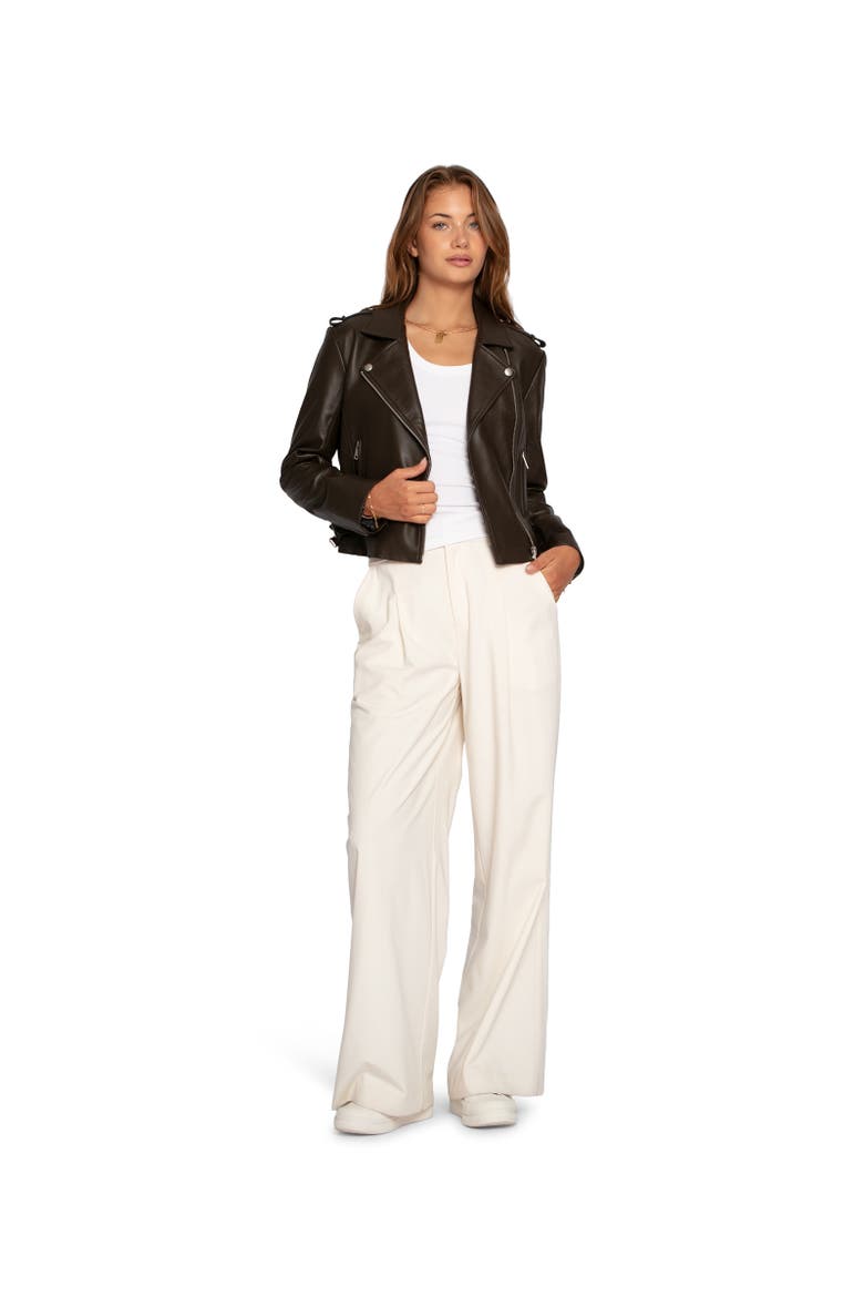 Just Friends Leather Jacket, Alternate, color, Dark brown