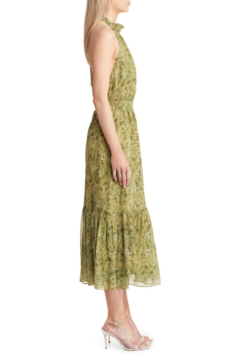 Chelsea28 Floral Print Halter Neck Maxi Dress, Alternate, color, Olive Sway Brushes