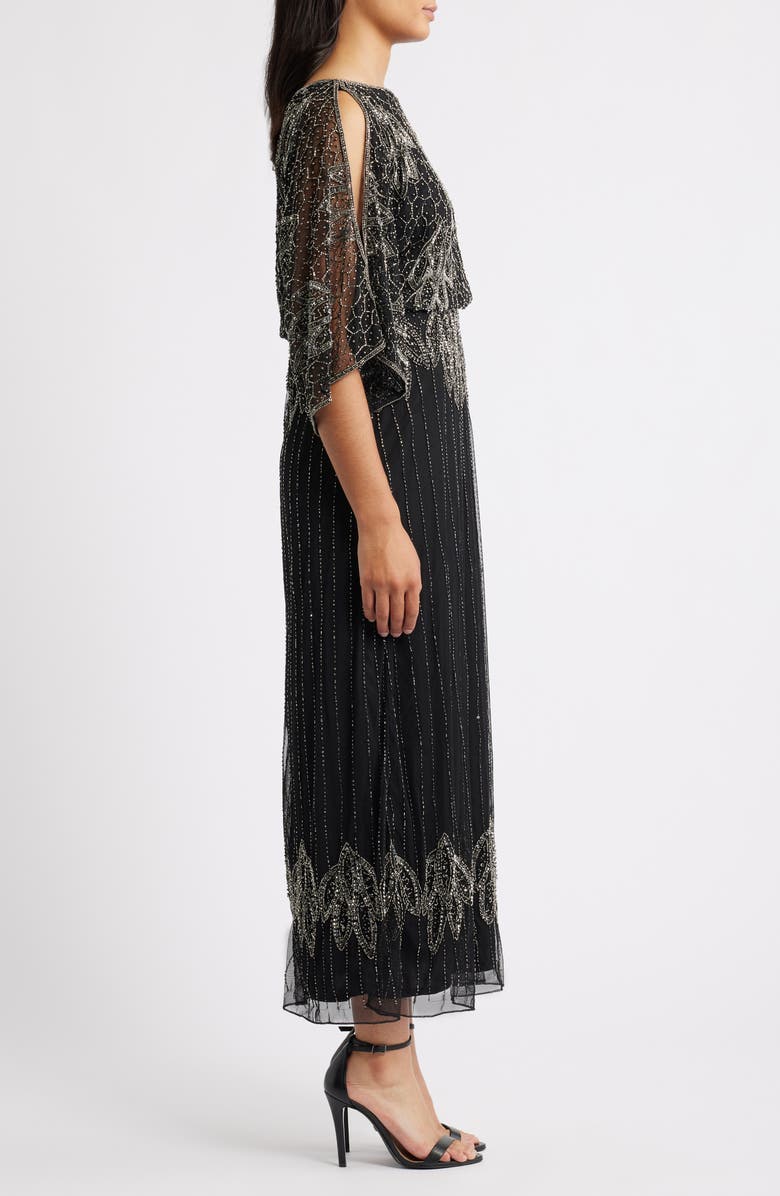 Pisarro Nights Embellished Cold Shoulder Blouson Cocktail Dress, Alternate, color, Black Mercury