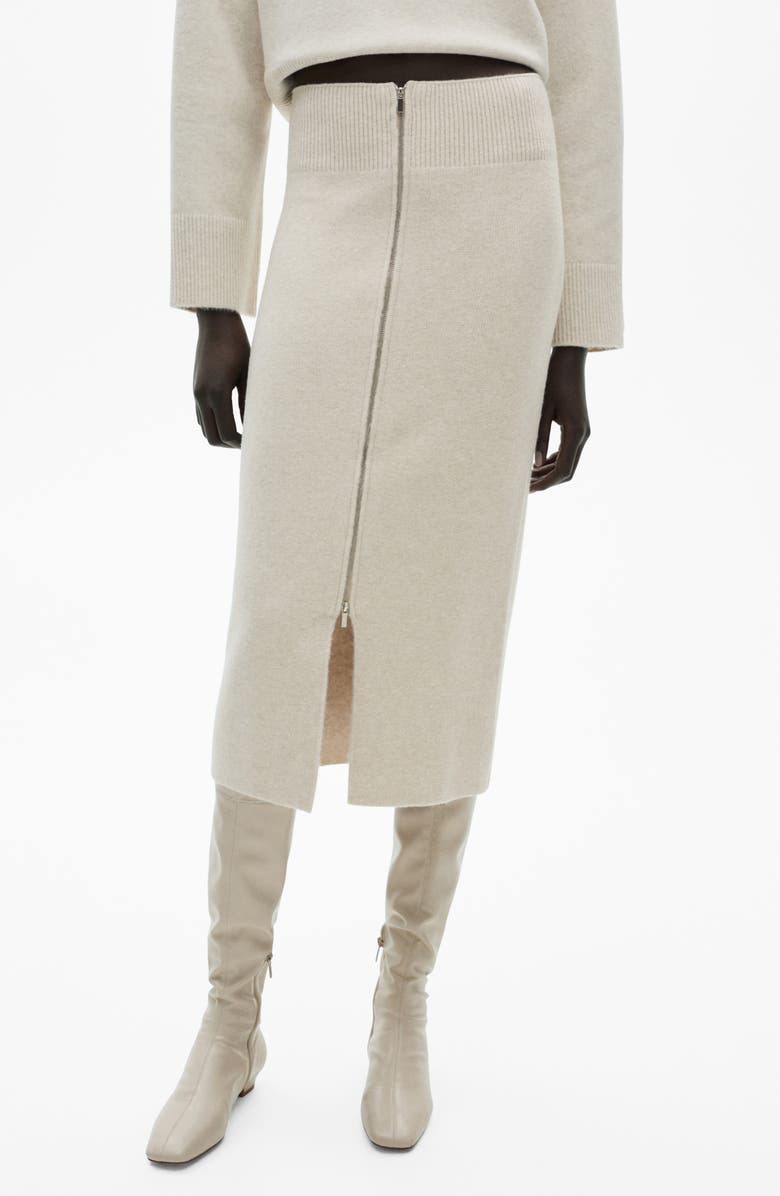 MANGO Front Zip Midi Sweater Skirt, Main, color, 