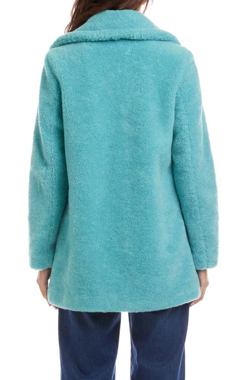 Karen Kane Faux Shearling Coat In Blue