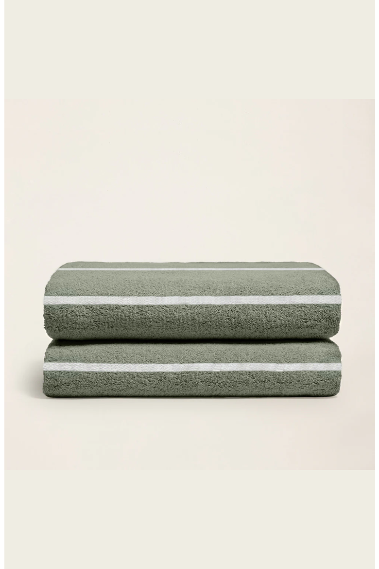 Deia 2-Piece Bath Towel Set, Main, color, Sage & Ecru