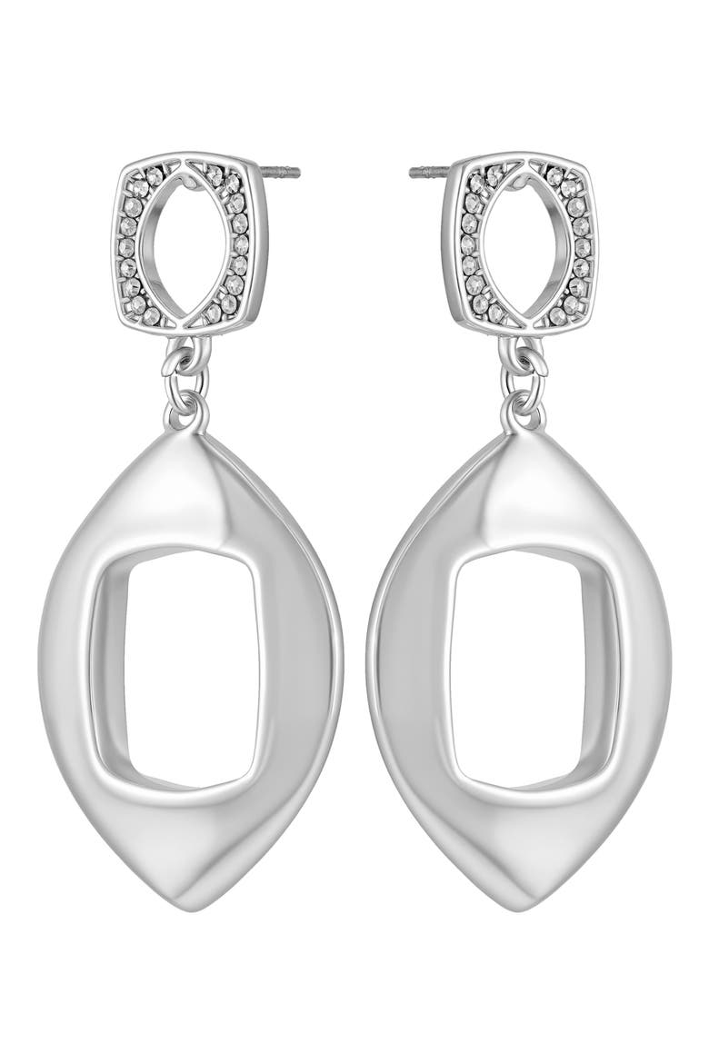 Pavè Double Drop Earrings, Main, color, SILVER TONE