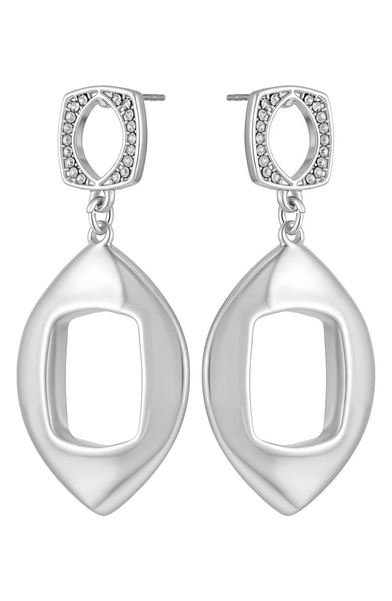 Vince Camuto Pavè Double Drop Earrings, Main, color, Silver Tone