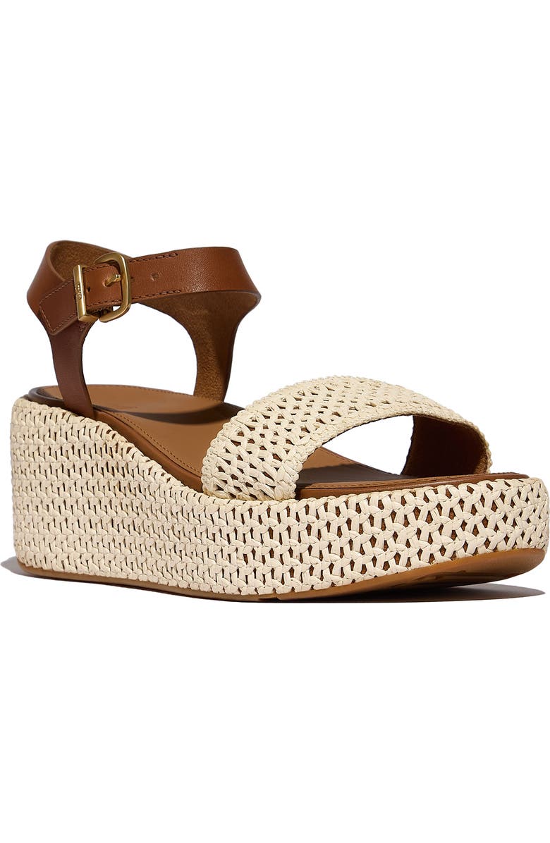 FitFlop PlatFForms Woven Ankle Strap Wedge Sandal, Main, color, Deep Tan/Ivory