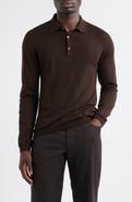 Jack Victor Long Sleeve Wool & Silk Polo Sweater