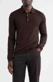 Jack Victor Long Sleeve Wool & Silk Polo Sweater