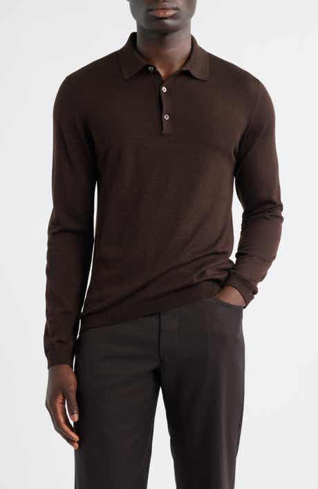 Jack Victor Long Sleeve Wool & Silk Polo Sweater
