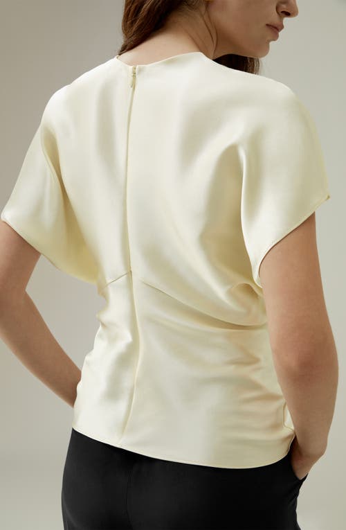Lilysilk Short Batwing Sleeve Silk Contour Top In Neutral