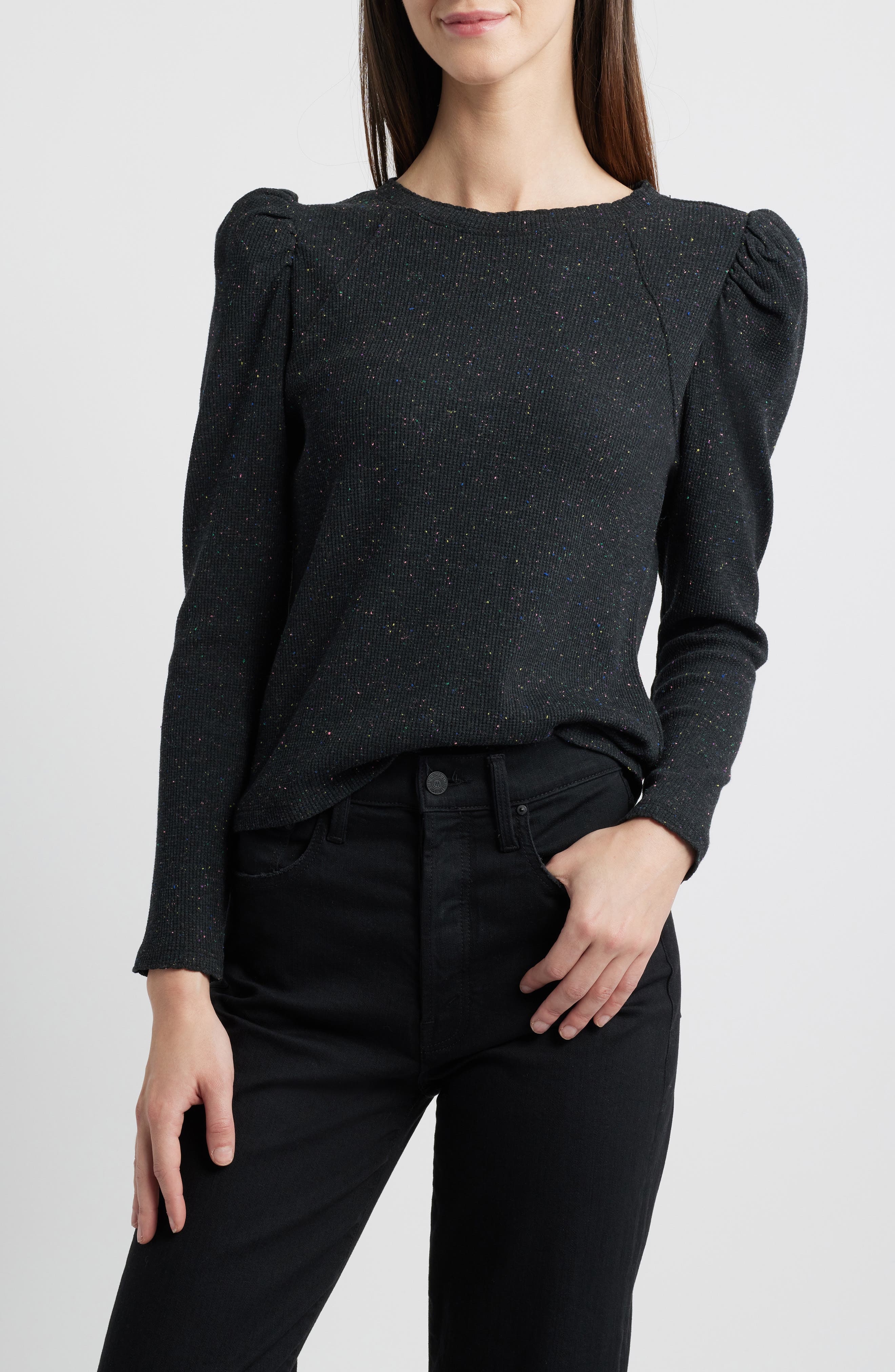 Wit & Wisdom Puff Shoulder Long Sleeve Thermal Top