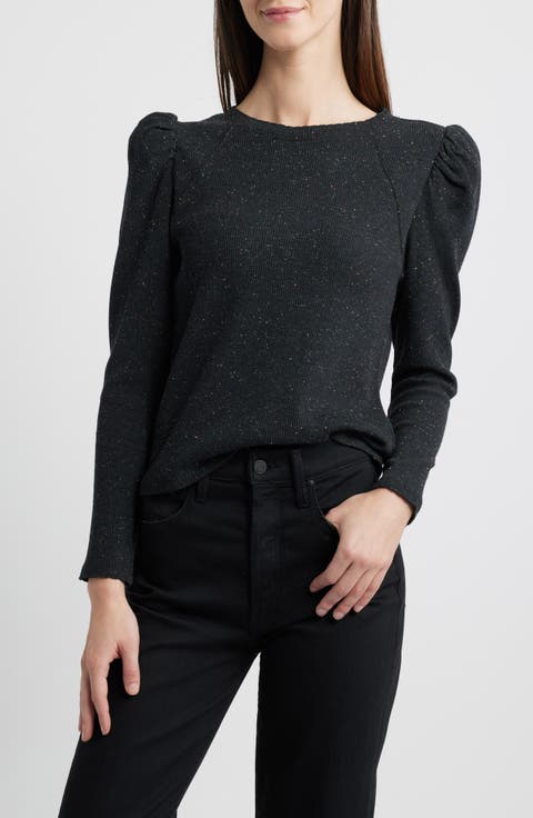 Puff Shoulder Long Sleeve Thermal Top