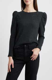 Wit & Wisdom Puff Shoulder Long Sleeve Thermal Top