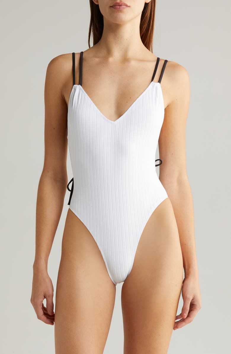 Solid & Striped Lynn Rib One-Piece Swimsuit, Main, color, Marshmallow
