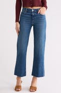 PAIGE Leenah Raw Hem High Waist Ankle Wide Leg Jeans
